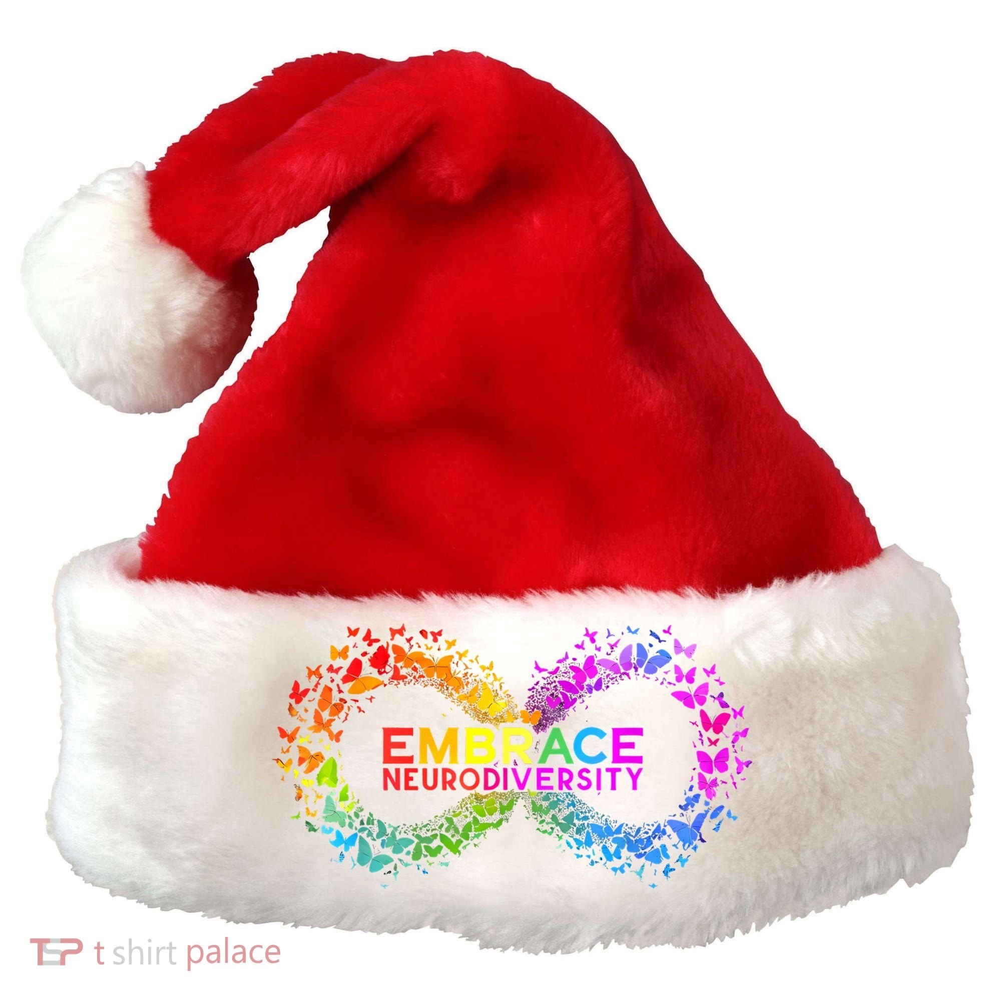 Neurodiversity Embrace ADHD Autism ASD Butterfly Infinity Santa Hat