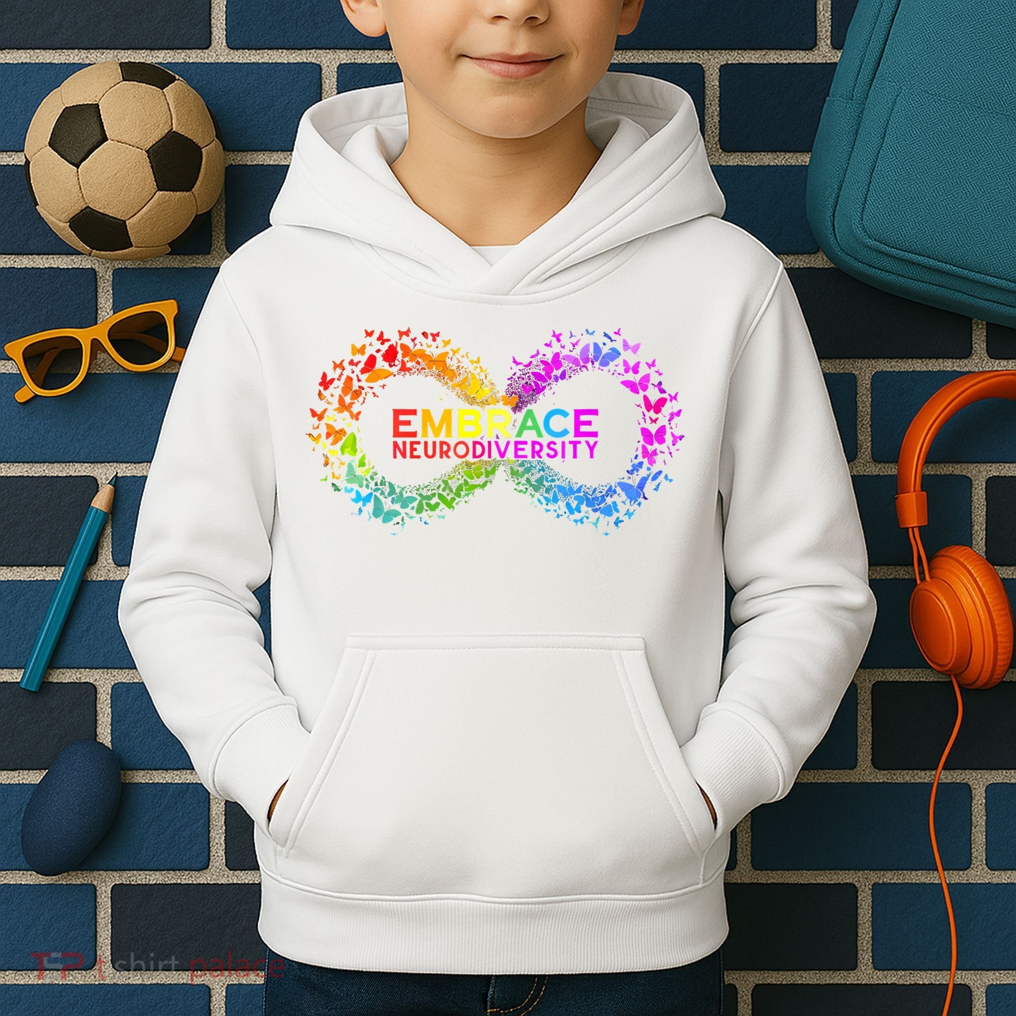 Neurodiversity Embrace ADHD Autism ASD Butterfly Infinity Kids Hoodie