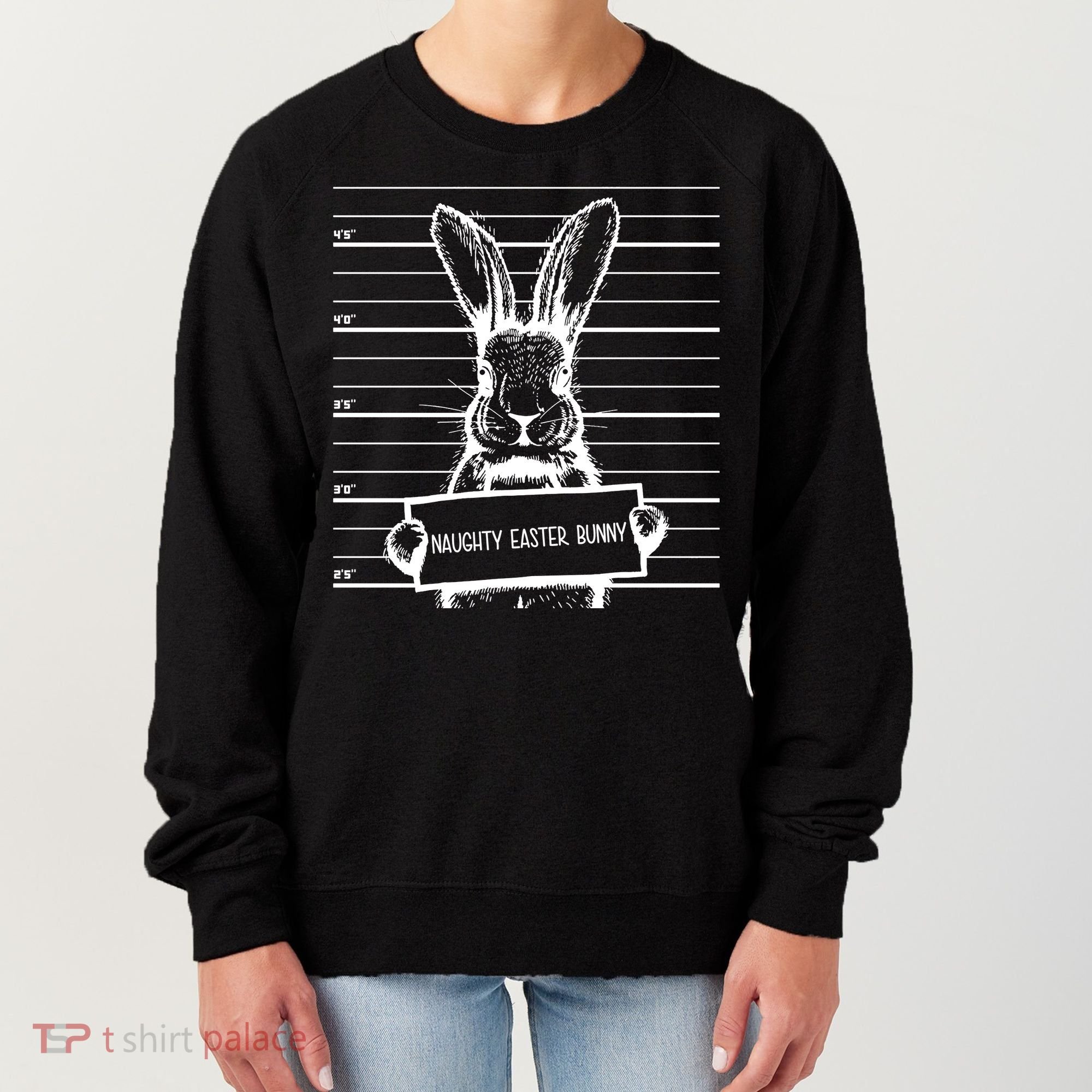 Naughty Easter Bunny Mug Shot Funny Women's Sweatshirt