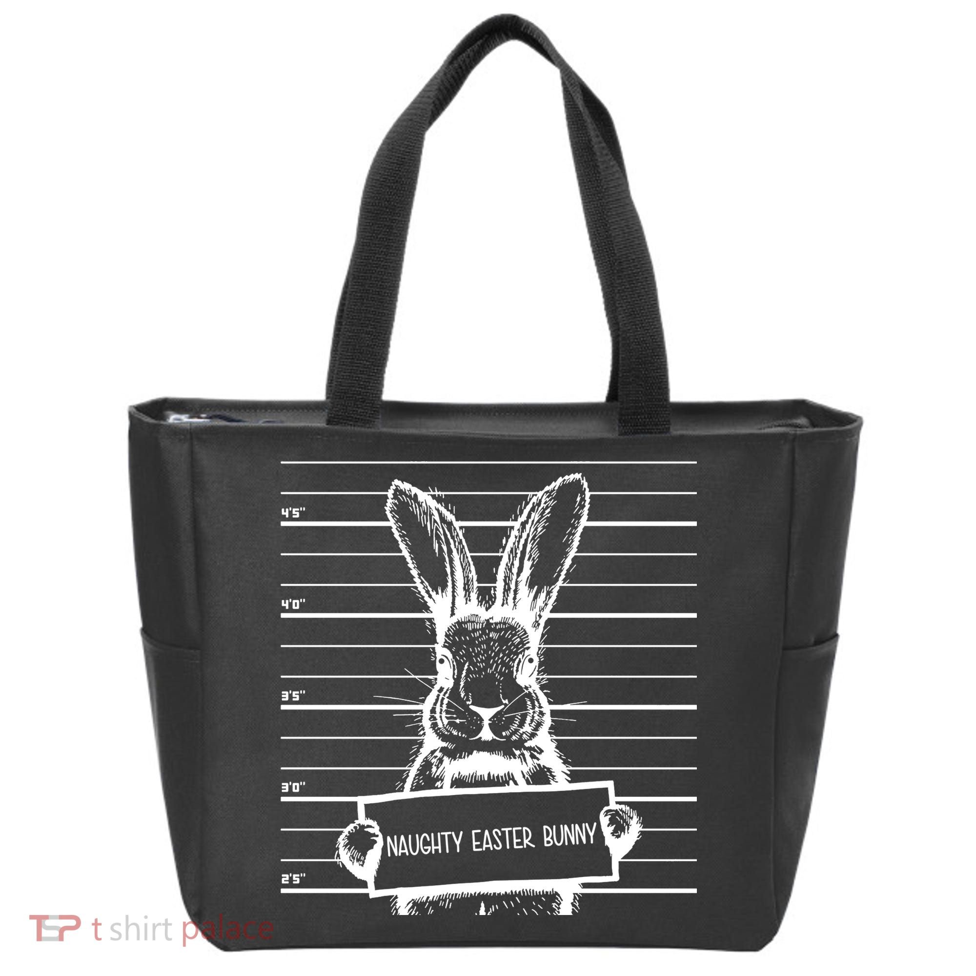 Naughty Easter Bunny Mug Shot Funny Tote Bag