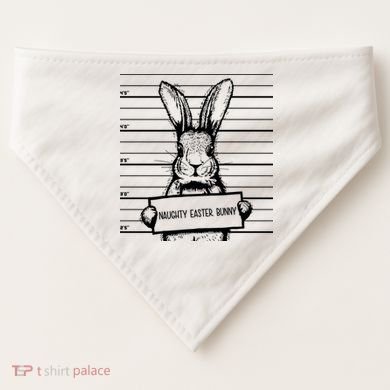Naughty Easter Bunny Mug Shot Funny USA-Made Doggie Bandana