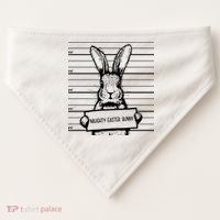 Naughty Easter Bunny Mug Shot Funny USA-Made Doggie Bandana thumb 0