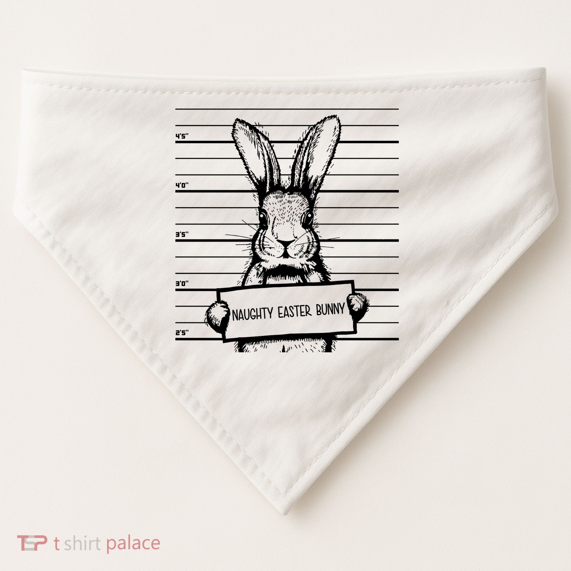 Naughty Easter Bunny Mug Shot Funny USA-Made Doggie Bandana