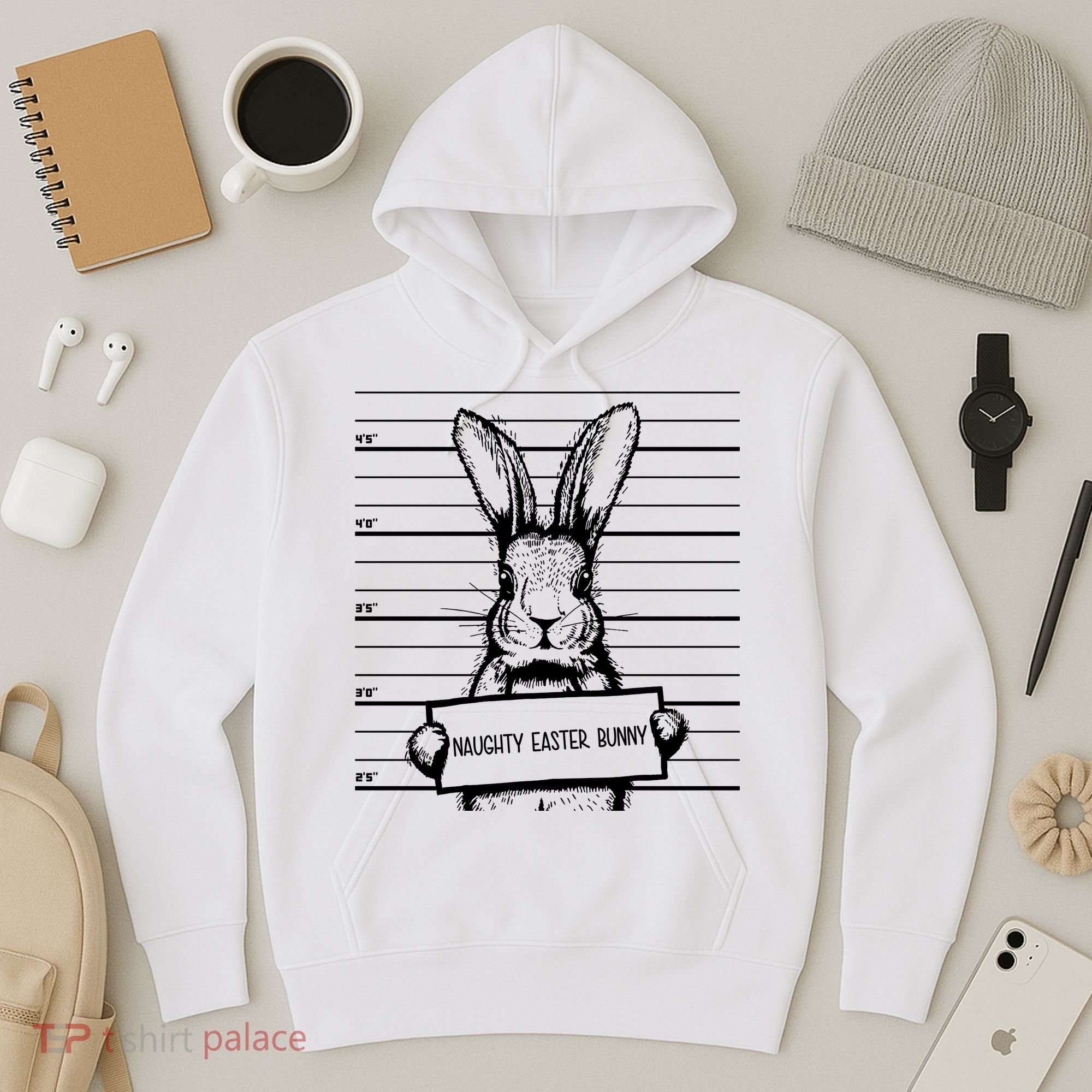 Naughty Easter Bunny Mug Shot Funny Hoodie
