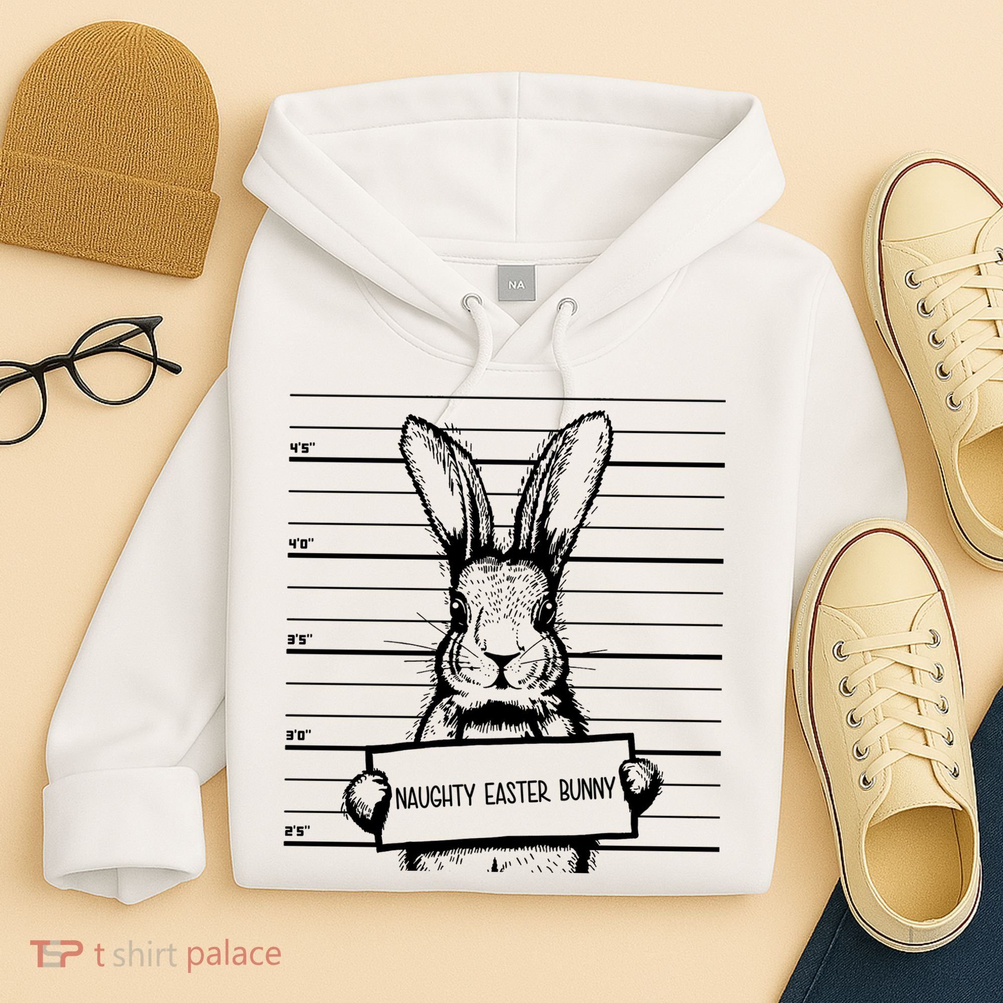 Naughty Easter Bunny Mug Shot Funny Hoodie