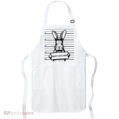 Naughty Easter Bunny Mug Shot Funny Apron