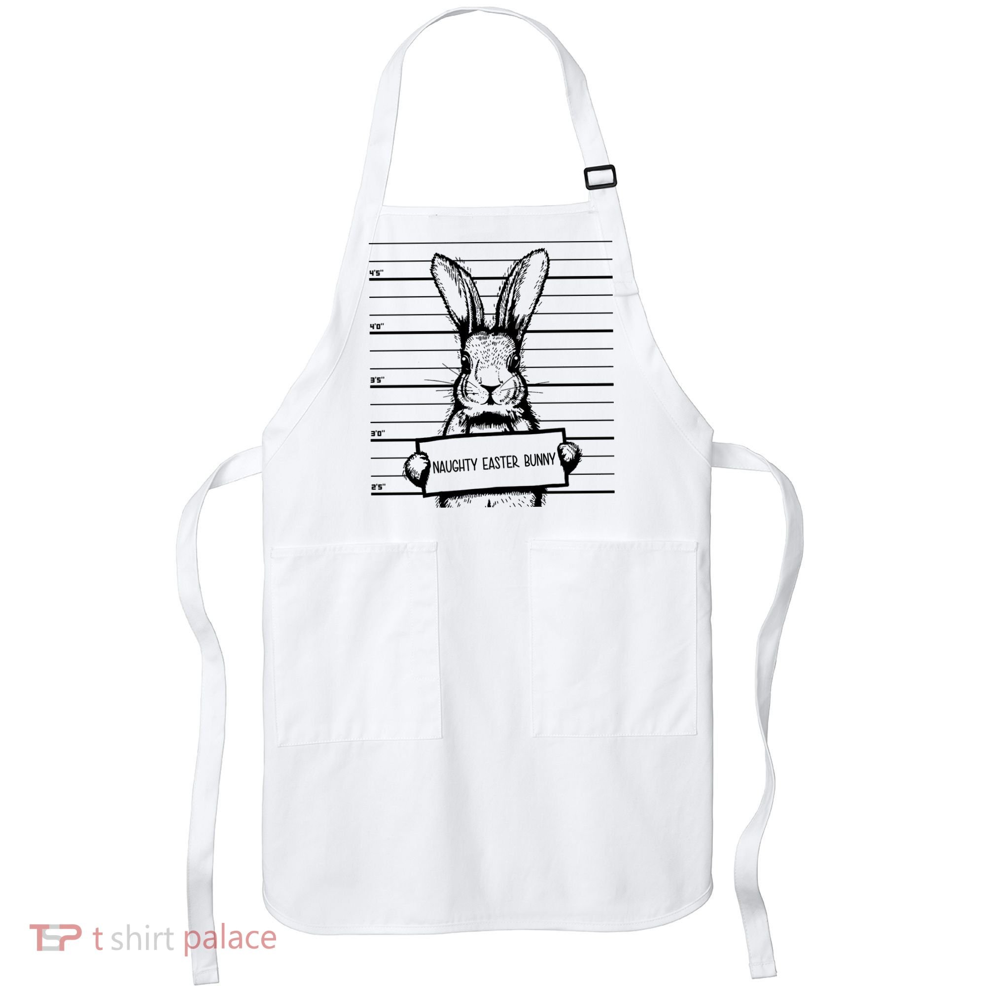 Naughty Easter Bunny Mug Shot Funny Apron