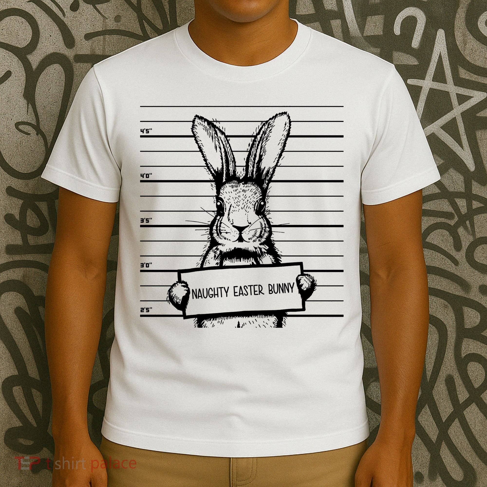 Naughty Easter Bunny Mug Shot Funny T-Shirt