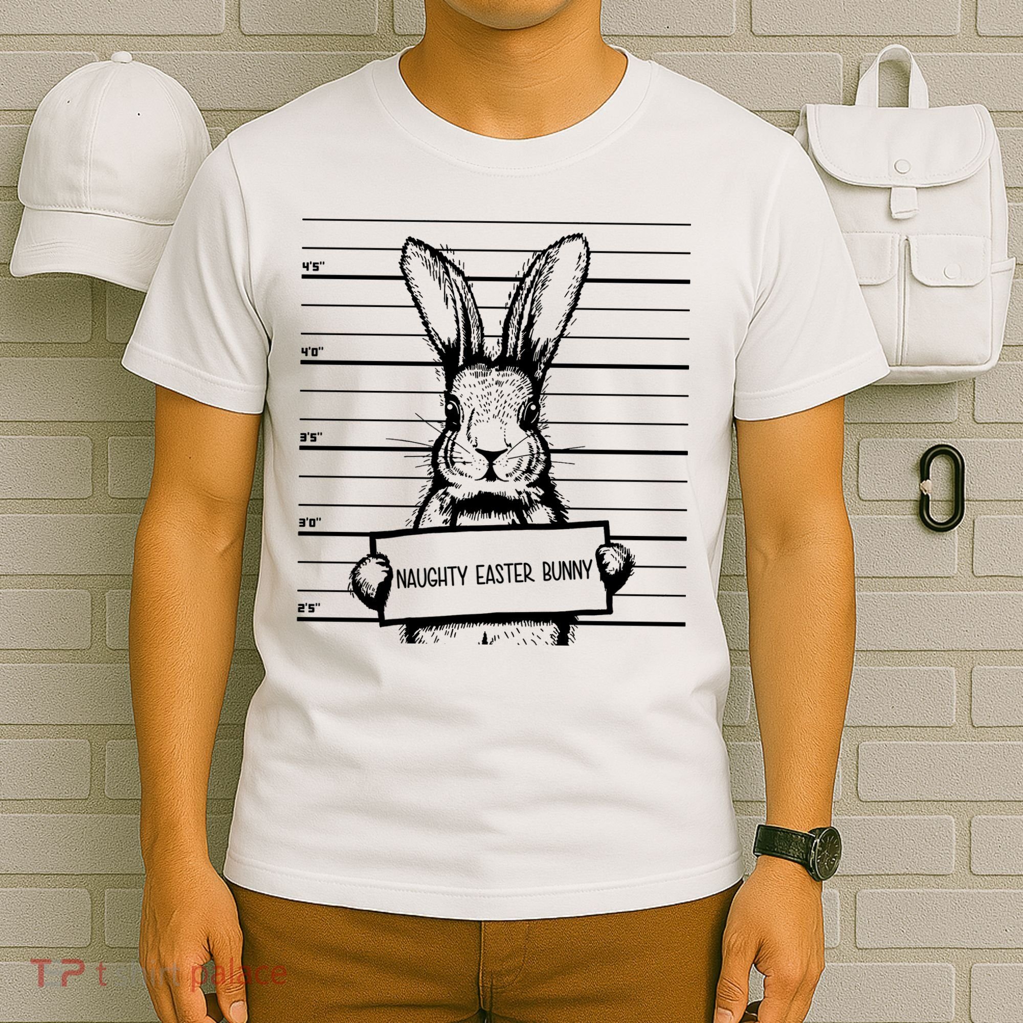 Naughty Easter Bunny Mug Shot Funny T-Shirt