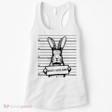 Naughty Easter Bunny Mug Shot Funny Women's Tank Top