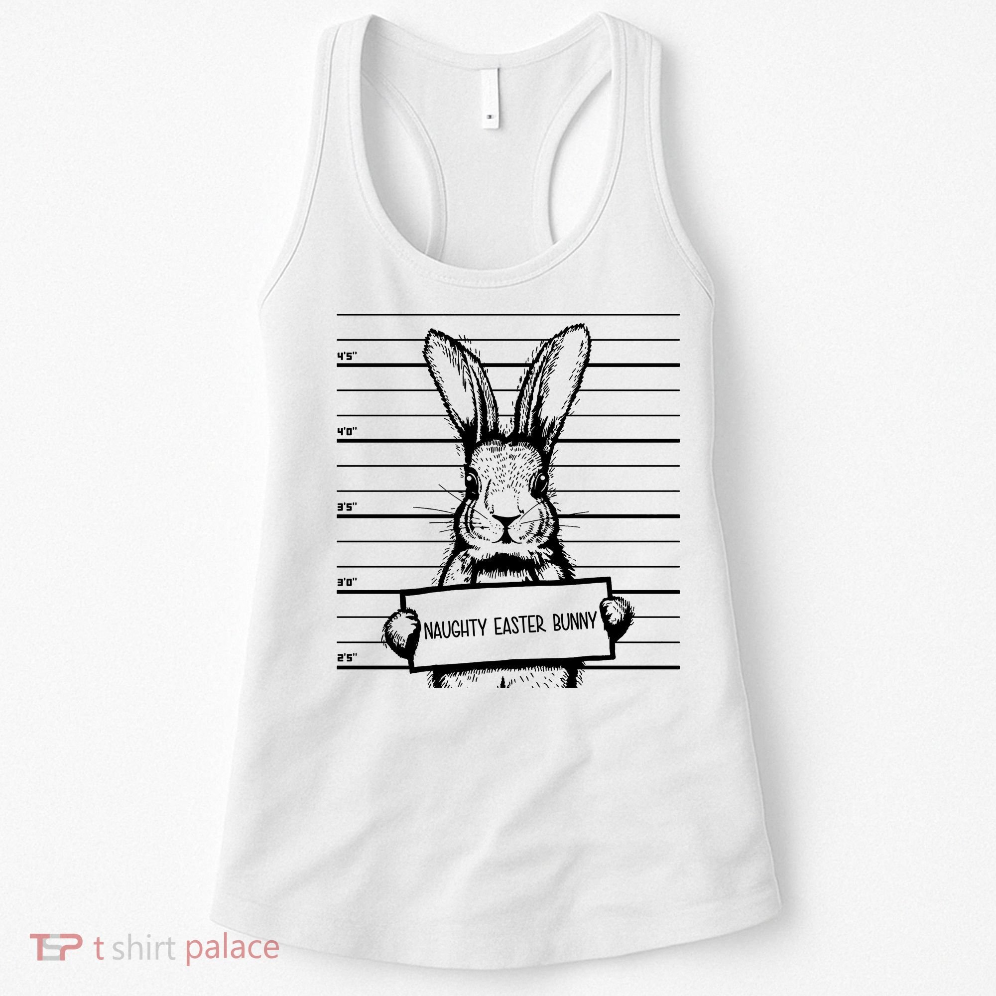 Naughty Easter Bunny Mug Shot Funny Women's Tank Top
