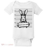 Naughty Easter Bunny Mug Shot Funny Baby Bodysuit thumb 0