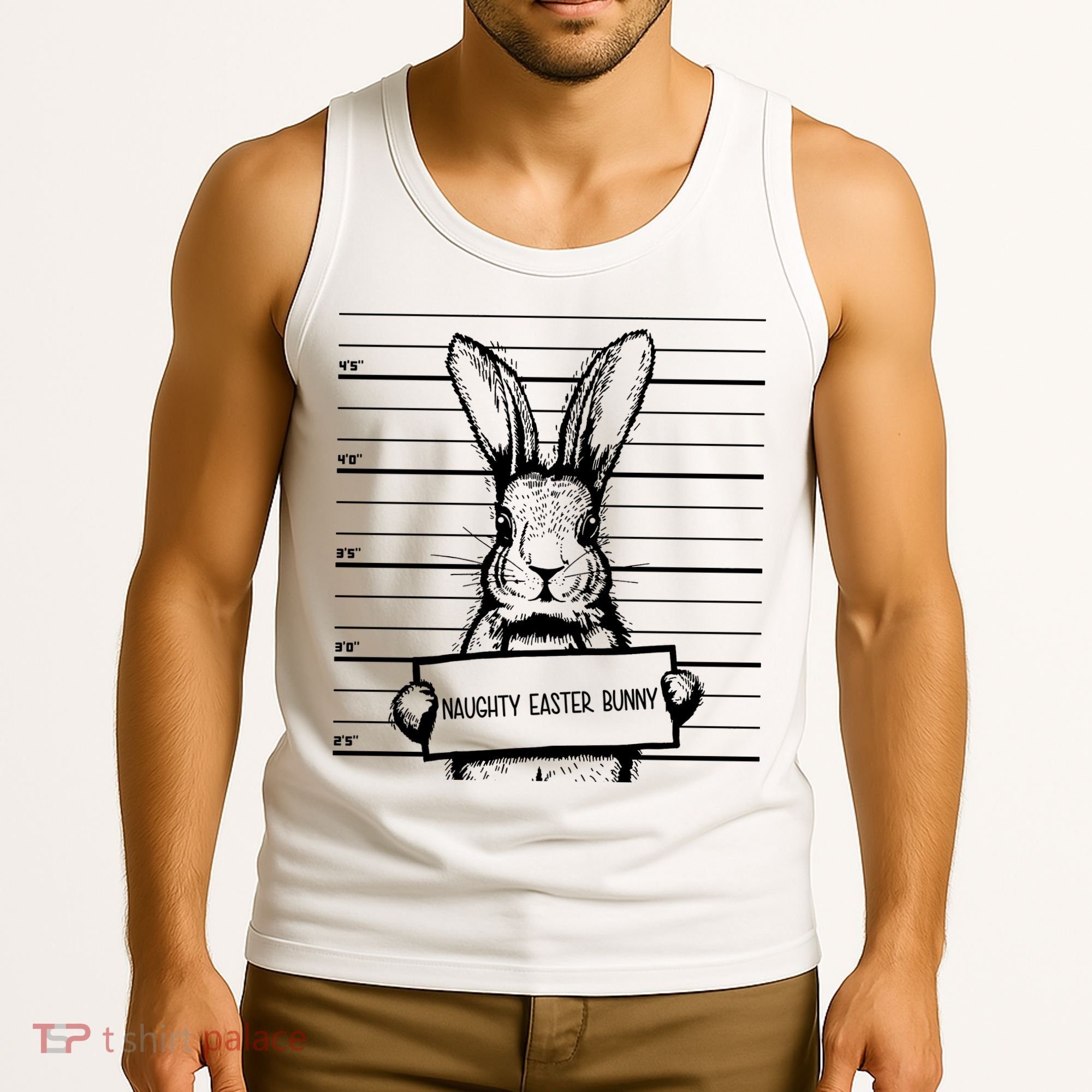 Naughty Easter Bunny Mug Shot Funny Tank Top