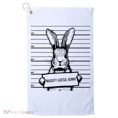 Naughty Easter Bunny Mug Shot Funny Golf Towel