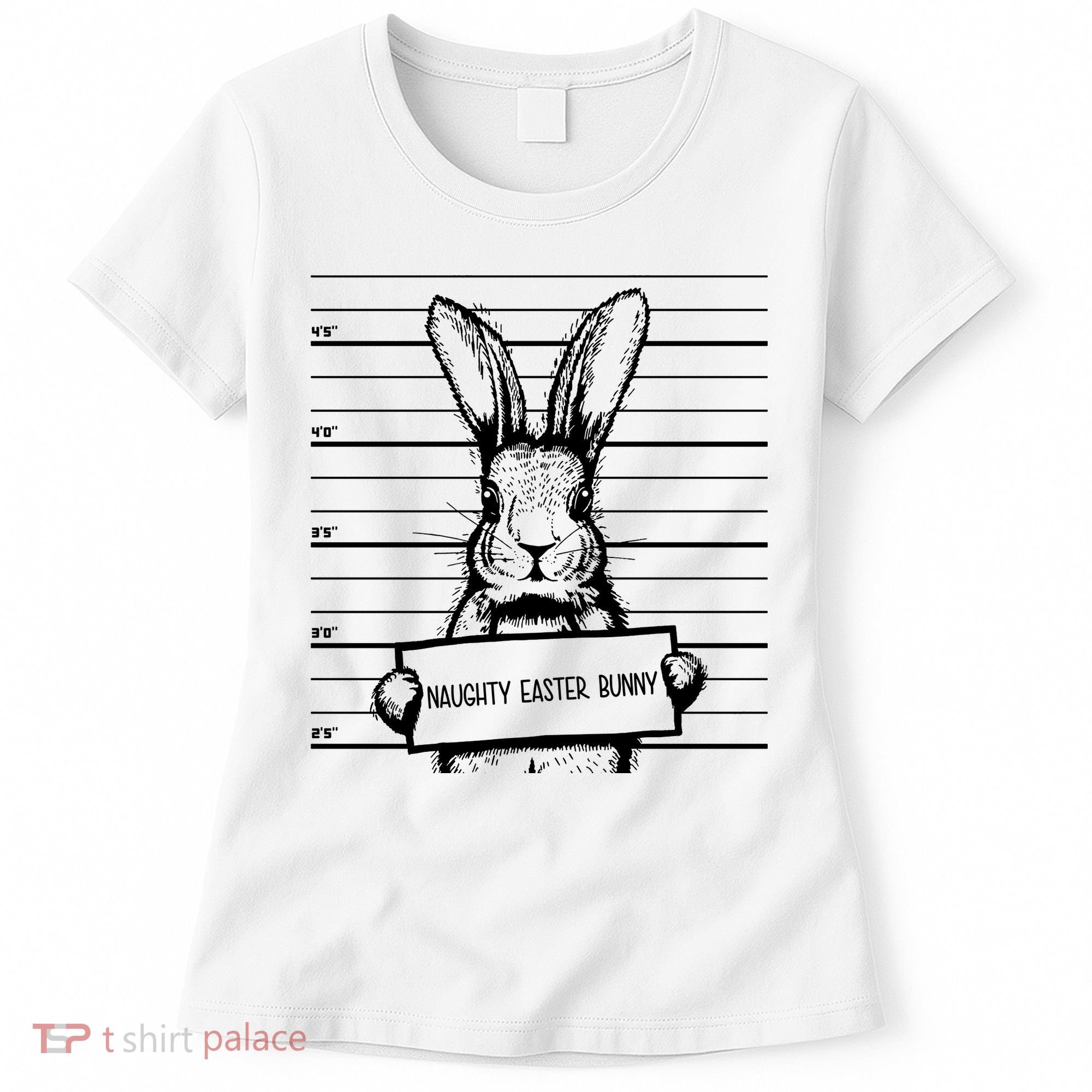 Naughty Easter Bunny Mug Shot Funny Women's T-Shirt