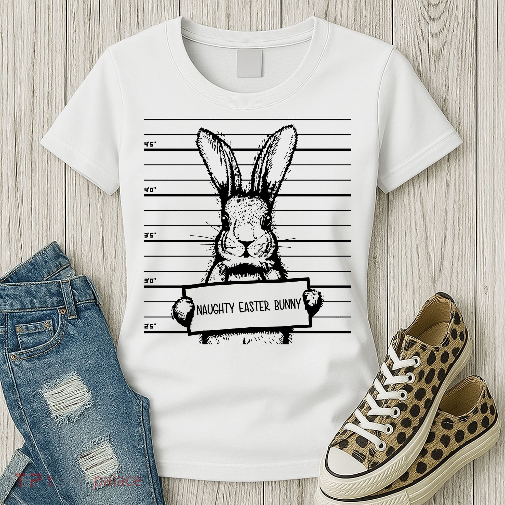 Naughty Easter Bunny Mug Shot Funny Women's T-Shirt