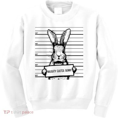 Naughty Easter Bunny Mug Shot Funny Kids Sweatshirt