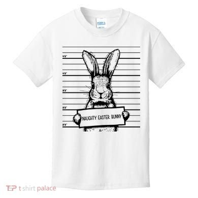 Naughty Easter Bunny Mug Shot Funny Kids T-Shirt