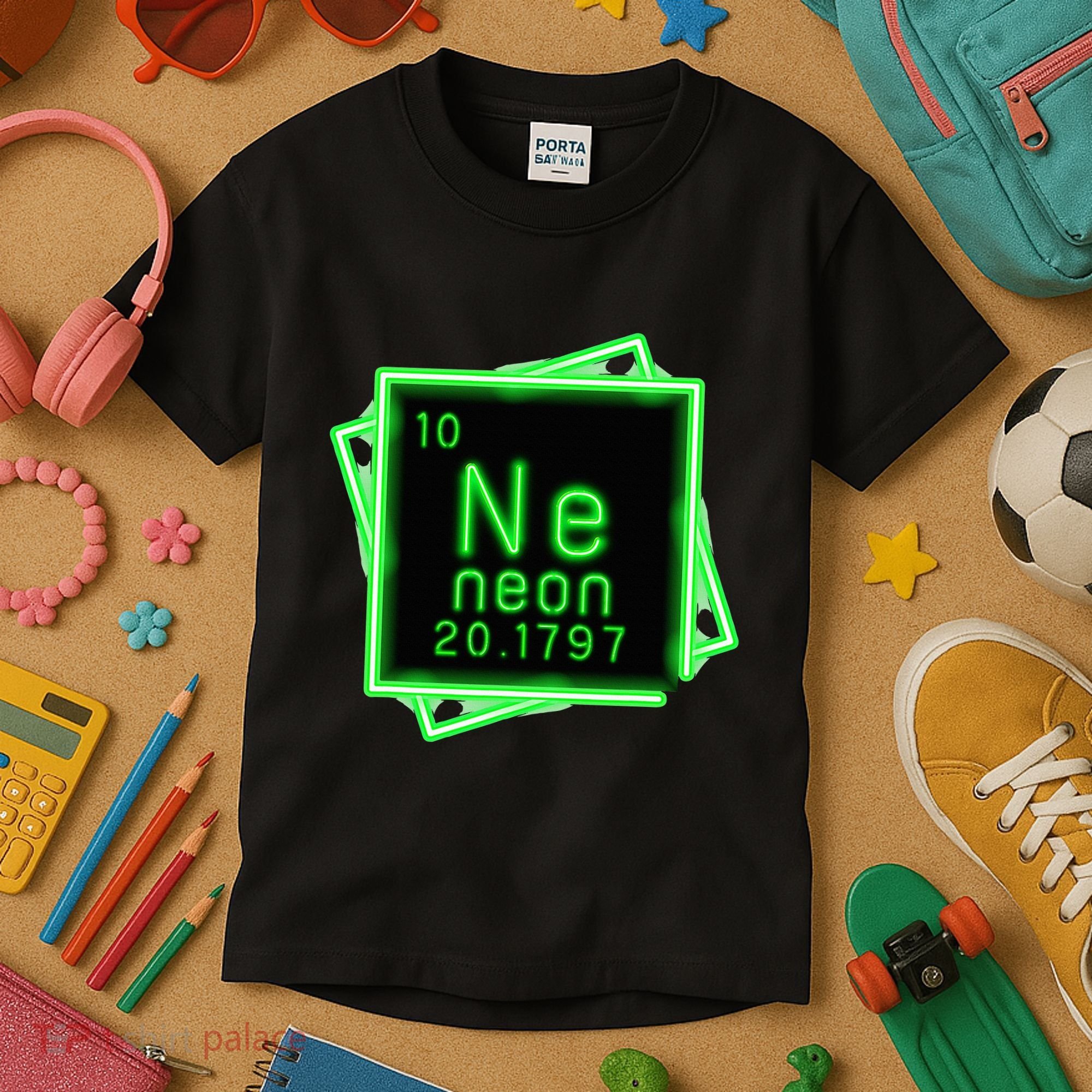 Neon Element Chemistry Periodic Table Science Nerd Kids T-Shirt