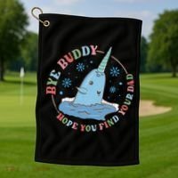 Narwhal Elf Christmas Movie Funny Holiday Golf Towel thumb 1