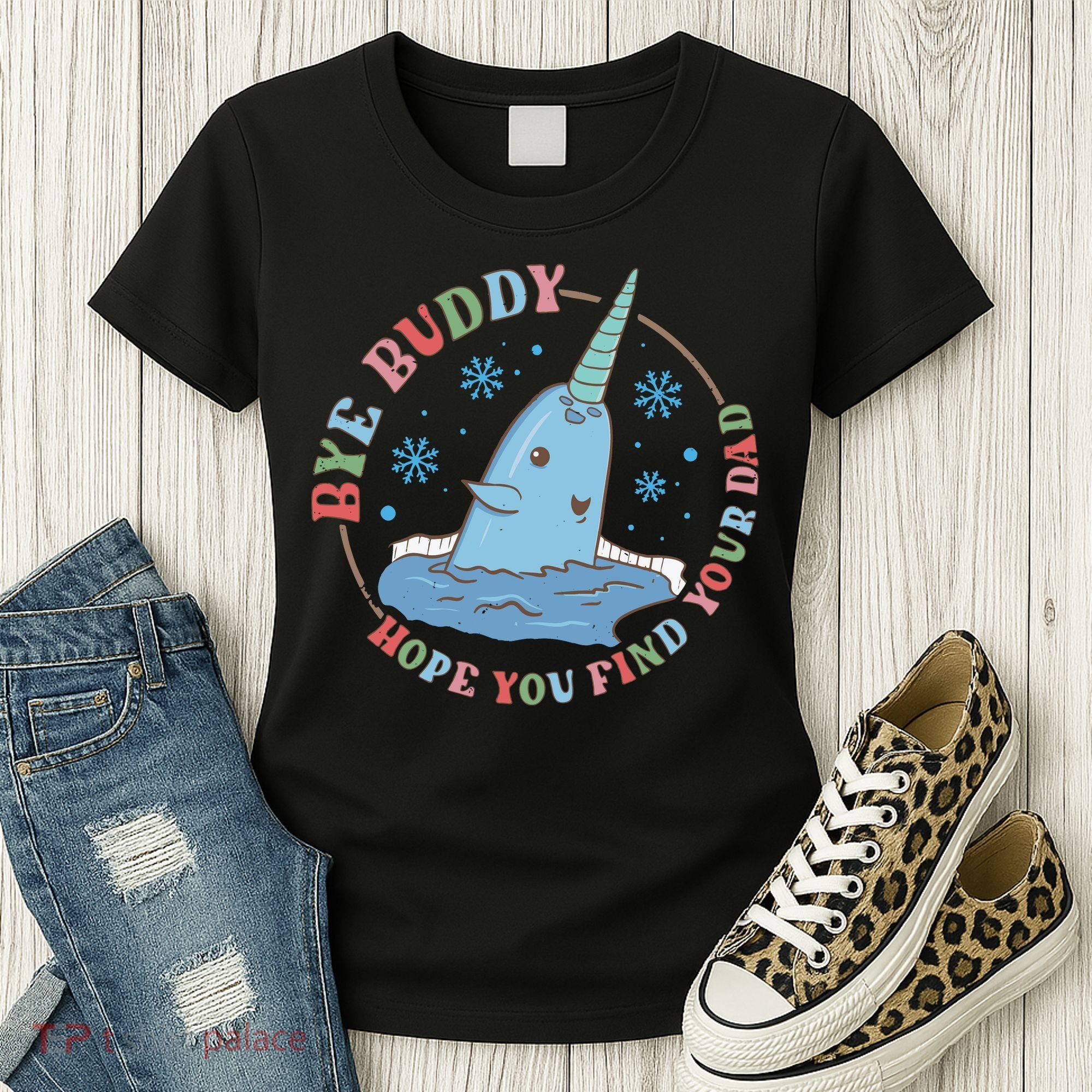 Narwhal Elf Christmas Movie Funny Holiday Women's T-Shirt