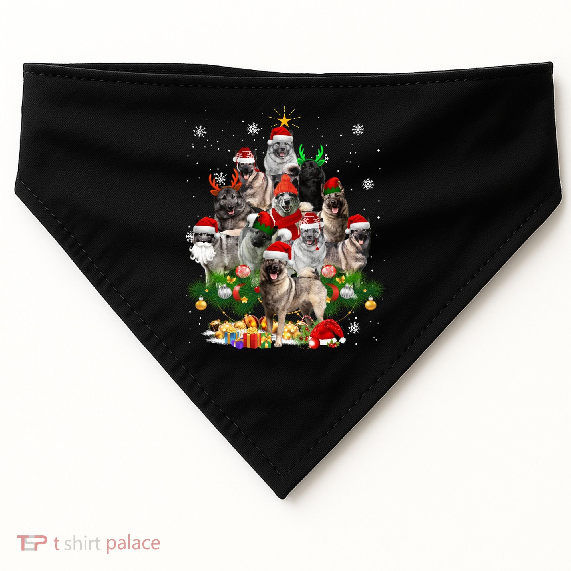 Norwegian Elkhound Christmas Tree Lights Funny Dog Xmas Gift USA-Made Doggie Bandana