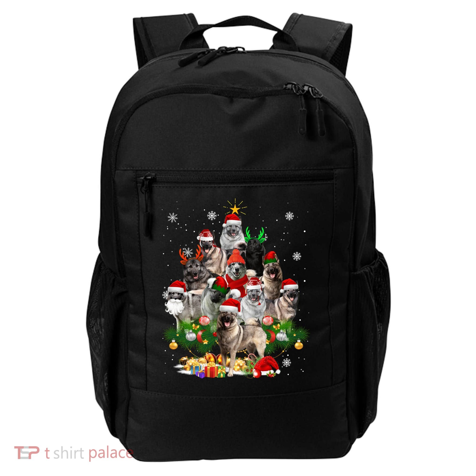 Norwegian Elkhound Christmas Tree Lights Funny Dog Xmas Gift Backpack