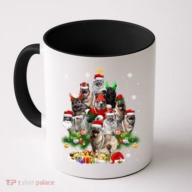 Norwegian Elkhound Christmas Tree Lights Funny Dog Xmas Gift Coffee Mug