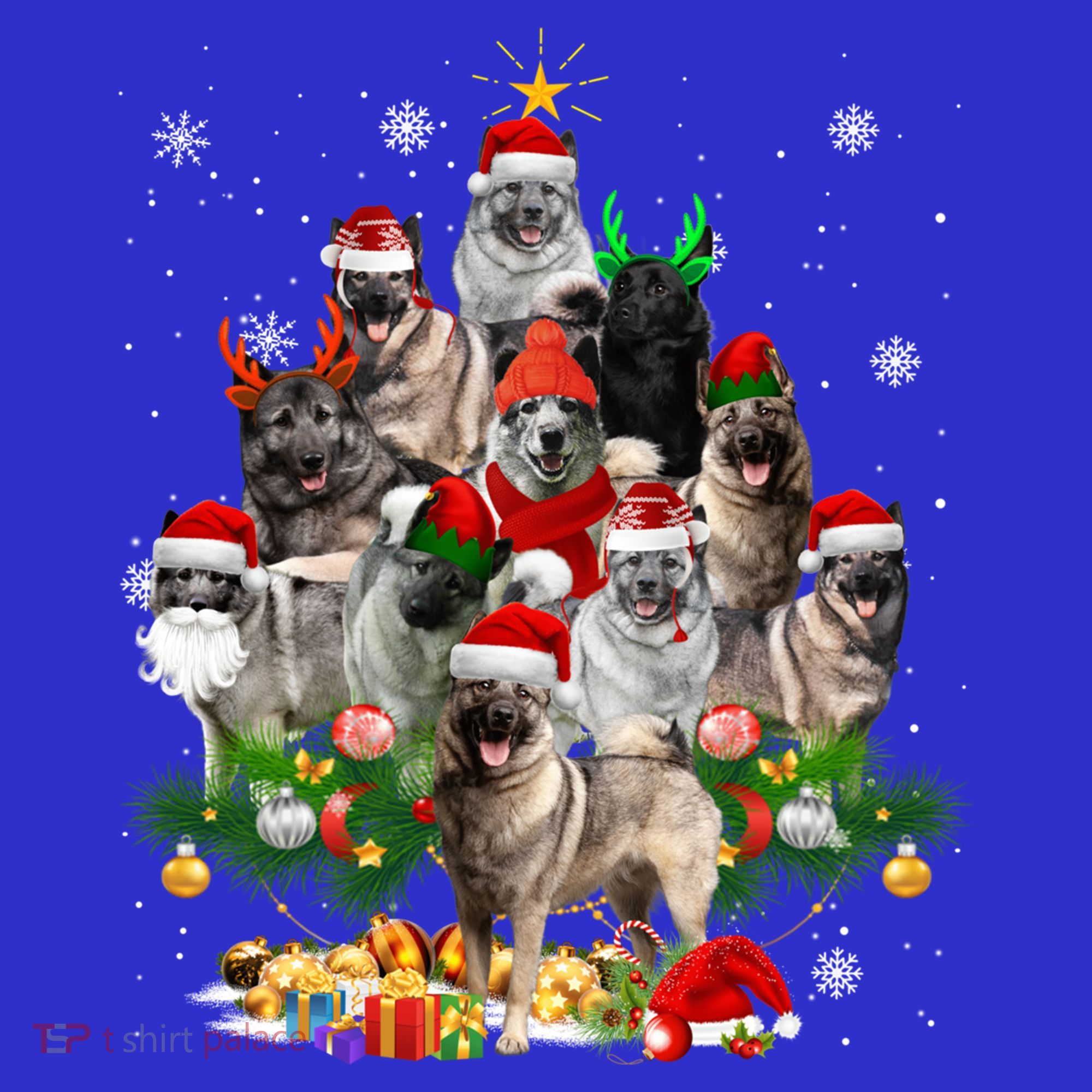 Norwegian Elkhound Christmas Tree Lights Funny Dog Xmas Gift Apron