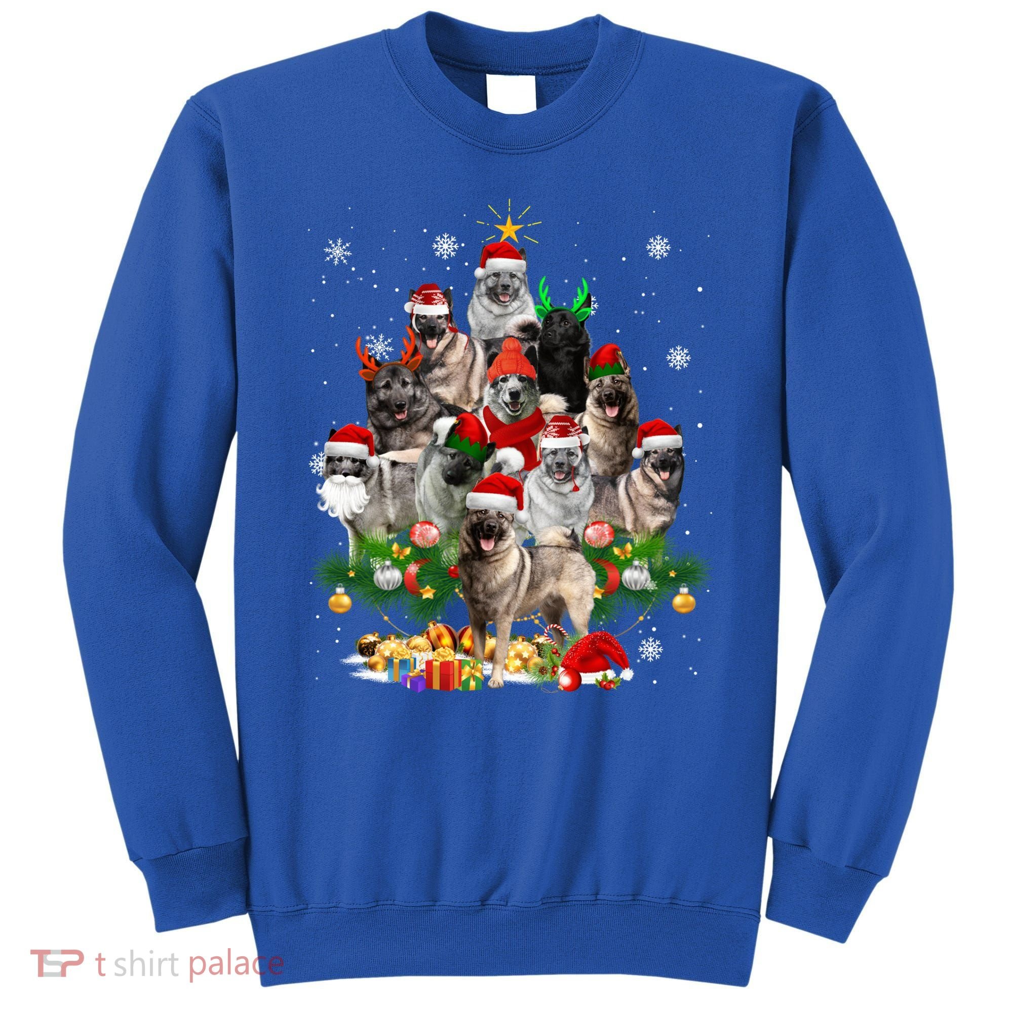 Norwegian Elkhound Christmas Tree Lights Funny Dog Xmas Gift Sweatshirt