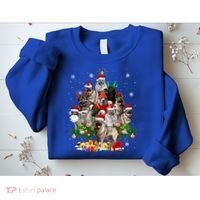 Norwegian Elkhound Christmas Tree Lights Funny Dog Xmas Gift Sweatshirt thumb 2