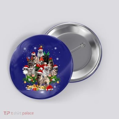 Norwegian Elkhound Christmas Tree Lights Funny Dog Xmas Gift Button