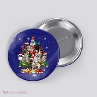 Norwegian Elkhound Christmas Tree Lights Funny Dog Xmas Gift Button thumb 0