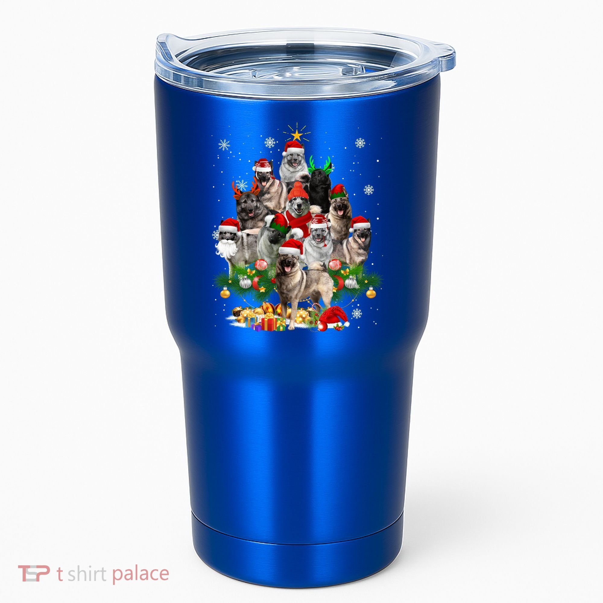 Norwegian Elkhound Christmas Tree Lights Funny Dog Xmas Gift Tumbler