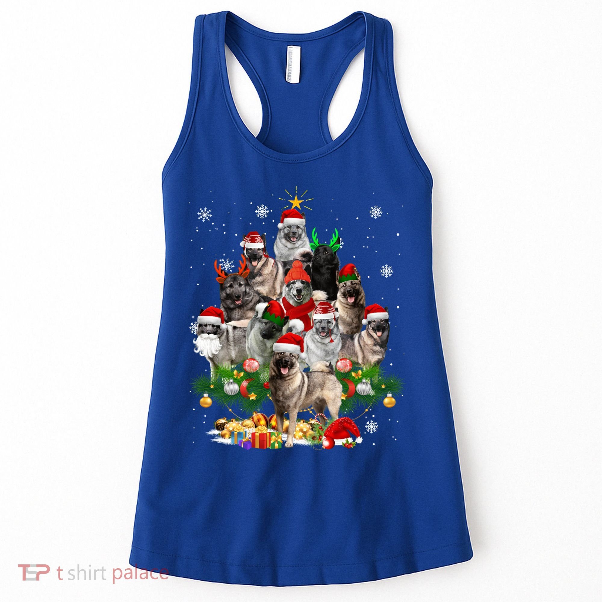 Norwegian Elkhound Christmas Tree Lights Funny Dog Xmas Gift Women's Tank Top