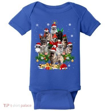 Norwegian Elkhound Christmas Tree Lights Funny Dog Xmas Gift Baby Bodysuit