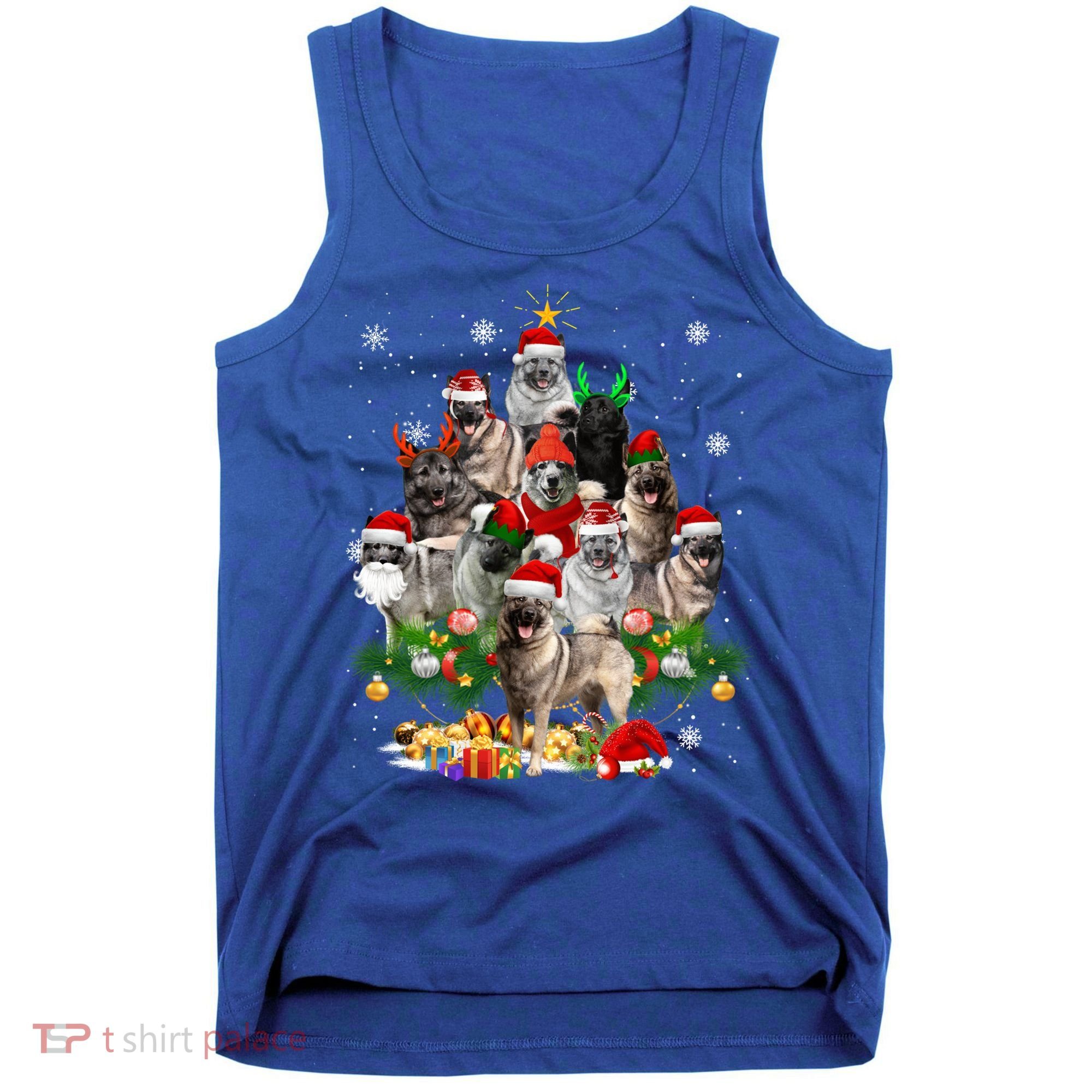 Norwegian Elkhound Christmas Tree Lights Funny Dog Xmas Gift Tank Top