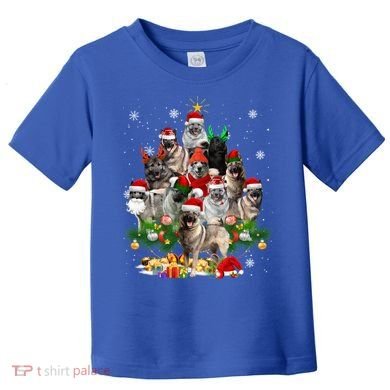 Norwegian Elkhound Christmas Tree Lights Funny Dog Xmas Gift Toddler T-Shirt