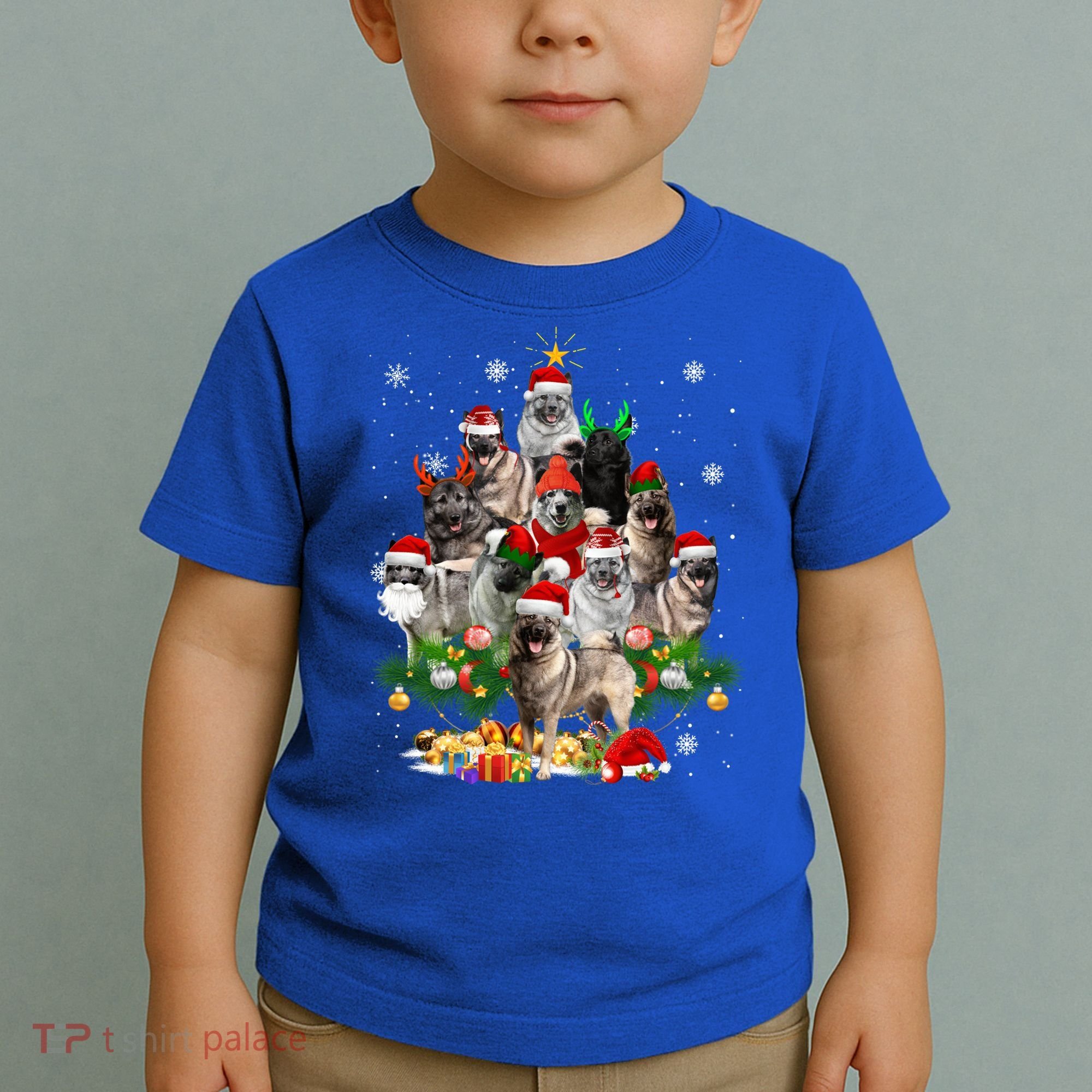 Norwegian Elkhound Christmas Tree Lights Funny Dog Xmas Gift Toddler T-Shirt