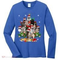 Norwegian Elkhound Christmas Tree Lights Funny Dog Xmas Gift Women's Long Sleeve Shirt thumb 0