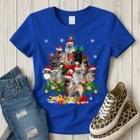 Norwegian Elkhound Christmas Tree Lights Funny Dog Xmas Gift Women's T-Shirt thumb 3