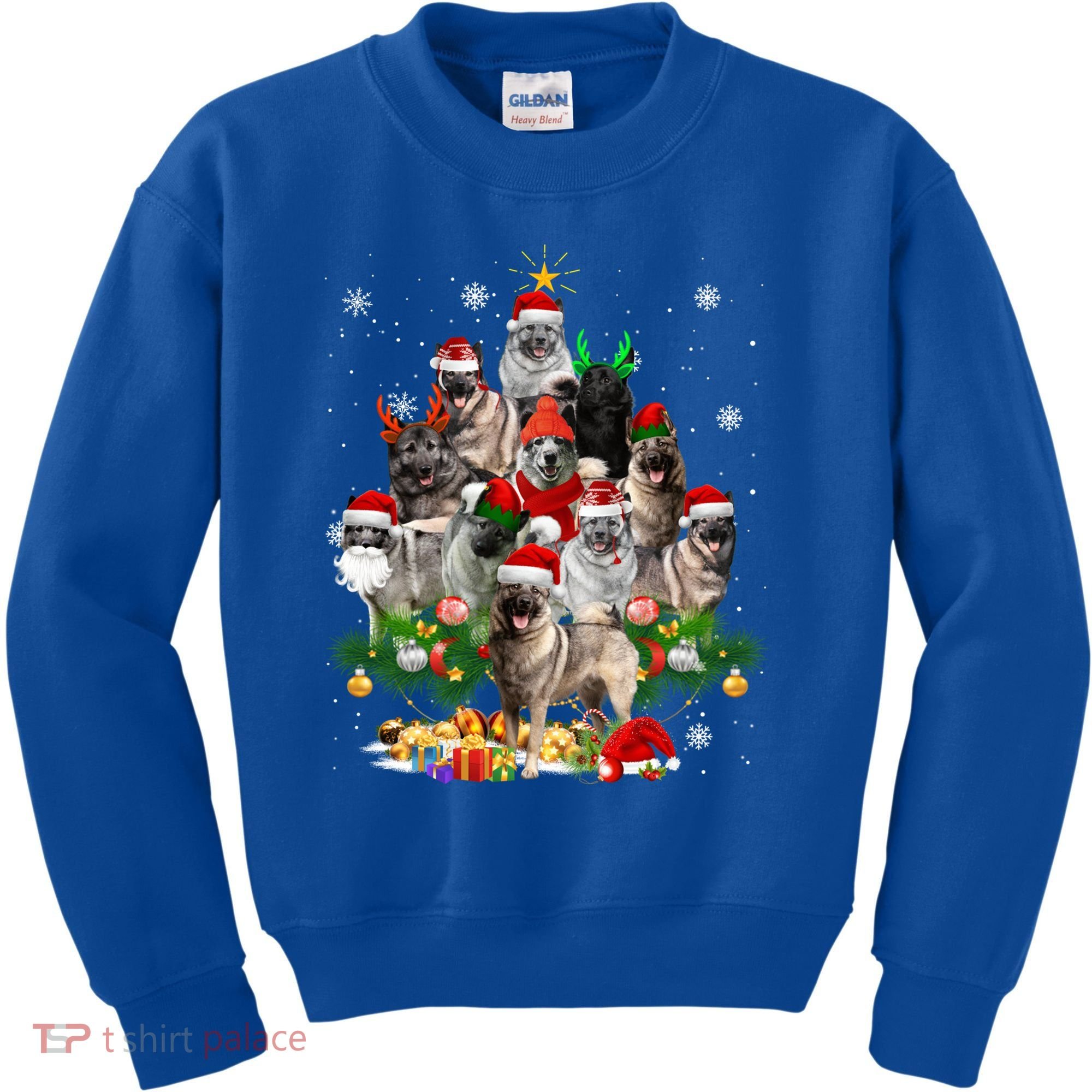 Norwegian Elkhound Christmas Tree Lights Funny Dog Xmas Gift Kids Sweatshirt