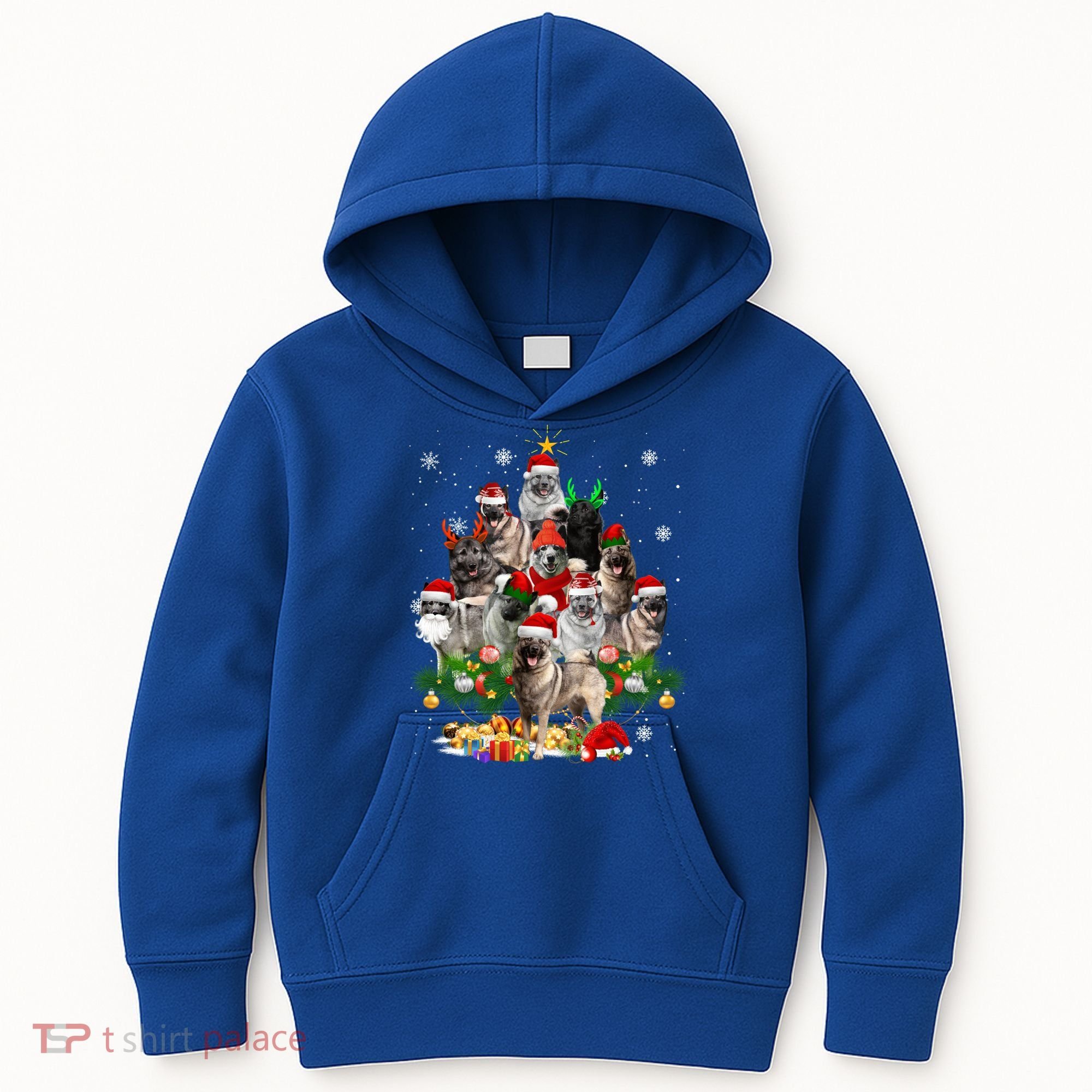 Norwegian Elkhound Christmas Tree Lights Funny Dog Xmas Gift Kids Hoodie