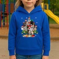 Norwegian Elkhound Christmas Tree Lights Funny Dog Xmas Gift Kids Hoodie thumb 3