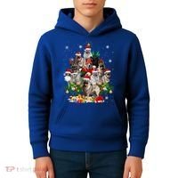 Norwegian Elkhound Christmas Tree Lights Funny Dog Xmas Gift Kids Hoodie thumb 4