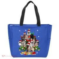 Norwegian Elkhound Christmas Tree Lights Funny Dog Xmas Gift Tote Bag thumb 0