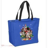Norwegian Elkhound Christmas Tree Lights Funny Dog Xmas Gift Tote Bag thumb 2