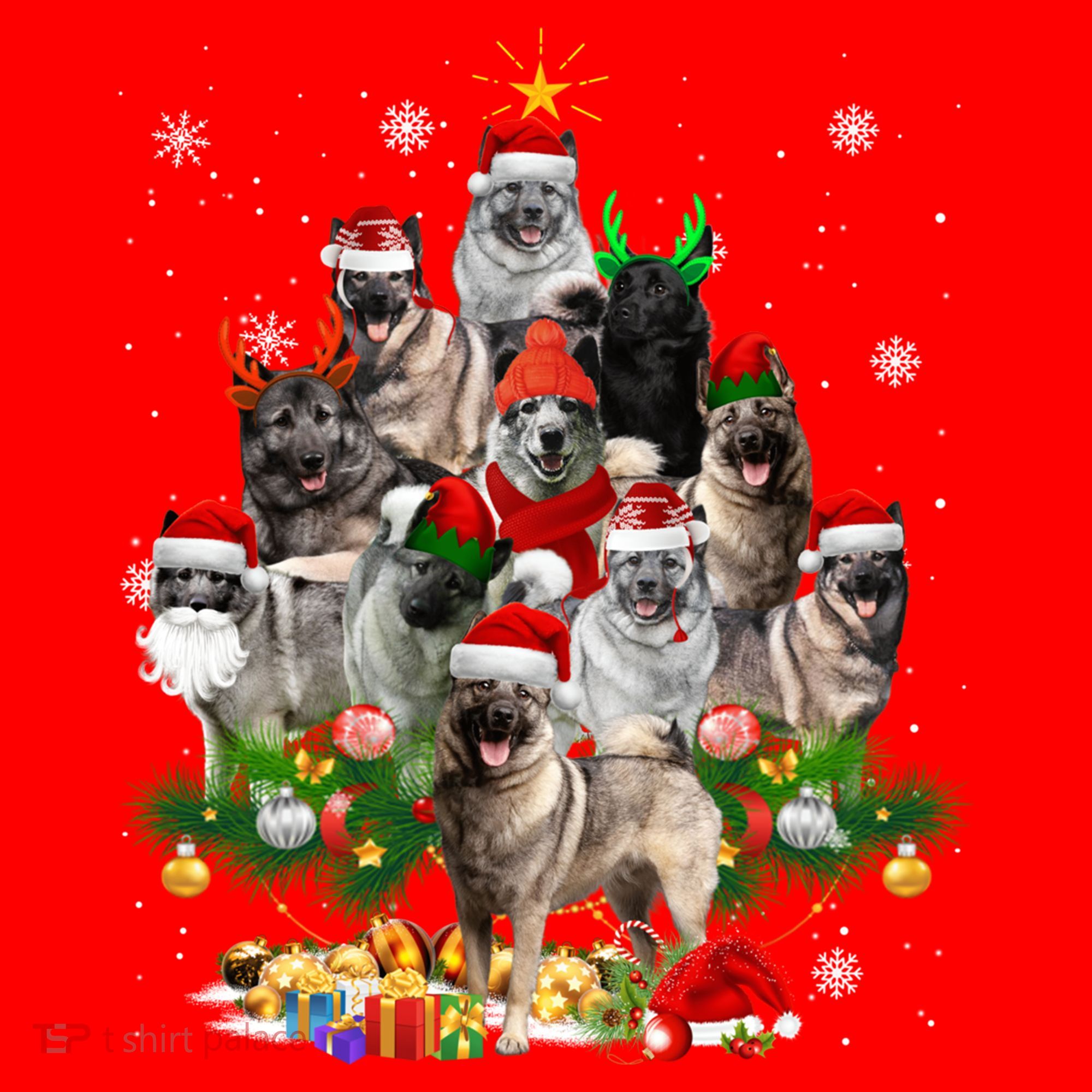 Norwegian Elkhound Christmas Tree Lights Funny Dog Xmas Gift Santa Hat