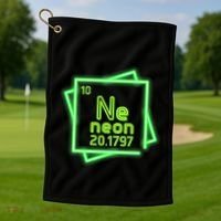 Neon Element Chemistry Periodic Table Science Nerd Golf Towel thumb 1
