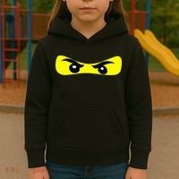 Ninja Eyes Funny Halloween Ninja Costume Kids Hoodie thumb 3